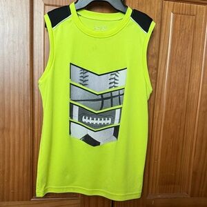 Jumping Beans Youth Boys Small Neon Yellow Black Sports Tank Top Muscle Shirt